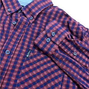 Ben Sherman Size Medium Red Blue Button Down Dress Shirt